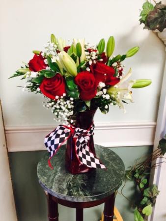 Red Rose & Lily Arrangement