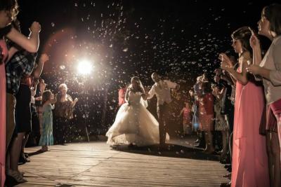 Couple Leave Reception