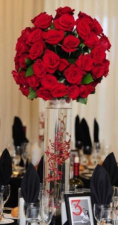 Red Rose Tall Reception Centerpiece