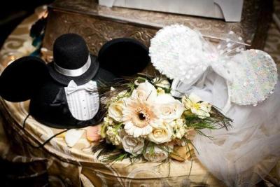 Bridal Bouquet Along with Mickey Ears