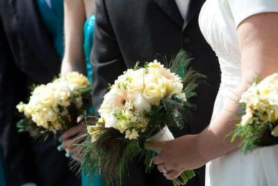 Bridal Bouquet with Peacock Feathers