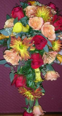 Red & Yellow Cascading Bridal Bouquet 