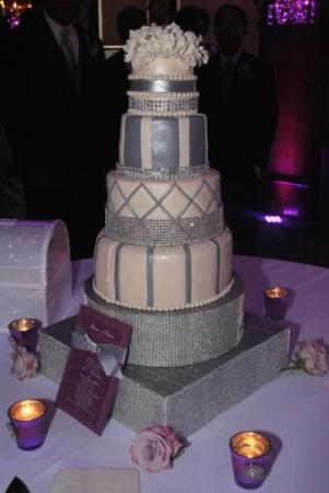 Silver and White Wedding Cake