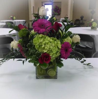 Centerpiece In Green And Purple