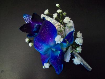 Blue Glitter Boutonniere