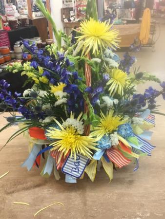 Blue & Yellow Flower Basket