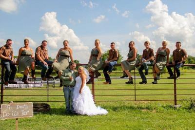 Wedding Party On The Fence 