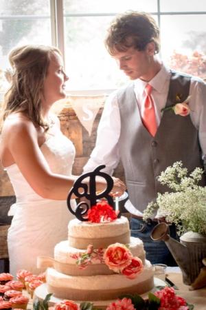 Rustic Wedding Cake with Monogram Topper