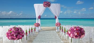 Beach Wedding Set Up at Dreams Resort in Cancun