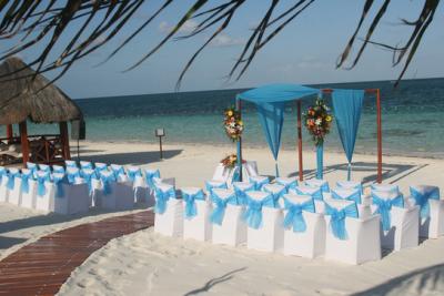 Wow your wedding guests with this beach ceremony set up at the Azul Beach Hotel in Rivera Maya, Mexico