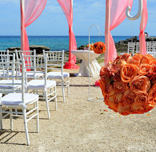 Coral Mist Wedding Set Up 