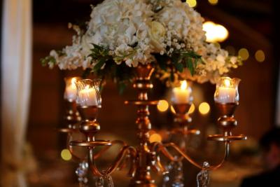 Candelabra with Whtie Hydrangea