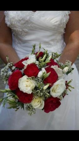 Red and White Bridal Bouquet