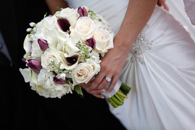 White and Purple Lilies in Bouquet