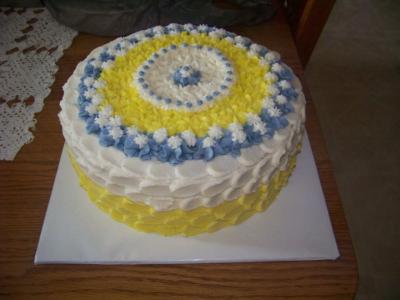 Yellow and Blue Striped Cake