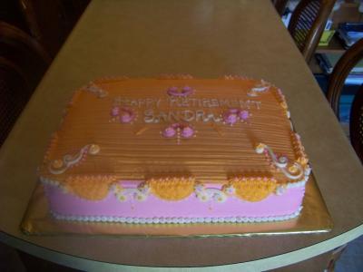 Orange and Pink Birthday Cake