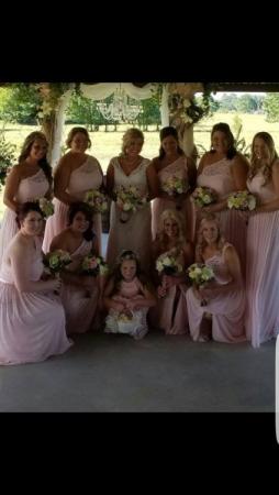 Bridesmaids wearing pink