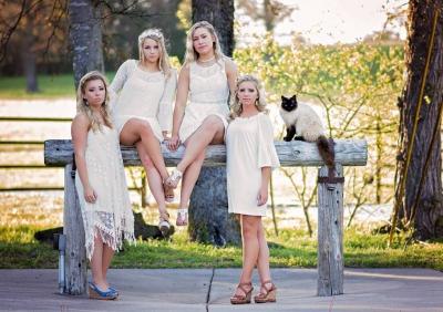 Bridesmaids in white