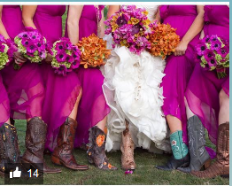 Bridal Party Posing in Cowgirl Boots