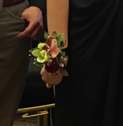 Corsage - Green/Purple Fresh Orchids