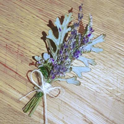 Rustic Lavender Boutoniere