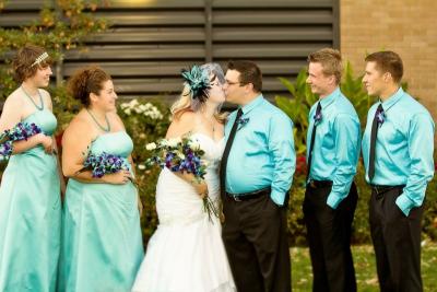 blue bom orchid pageant style bouquet