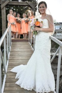 Maine Bride and Bridesmaids on Oceanside Dock