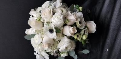 Hand Tied  All White Bridal Bouquet