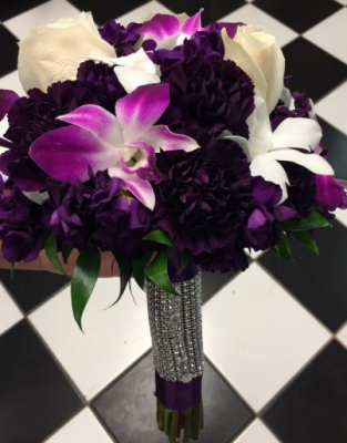  Purple and White Bridal Bouquet