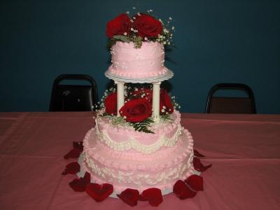 Three Tiered Pink Wedding Cake