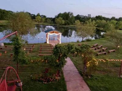 Beautiful Evening for Wedding Ceremony Next to Pond