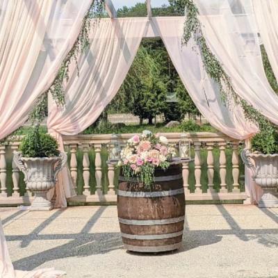 Blush Ceremony Florals and Draping