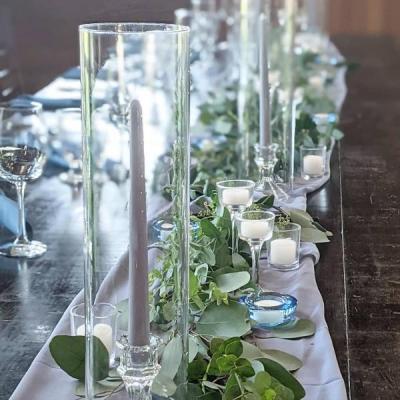 Dusty Blue Tablescape and Garland