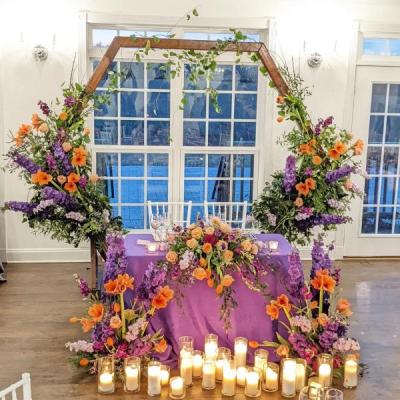Peach and Plum Sweetheart Table