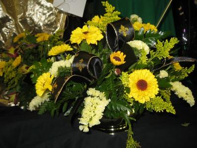 Saints Themed Flower Arrangement