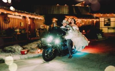 Motorcycle wedding exit!