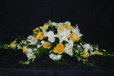 Yellow and White Wedding Flower Centerpiece