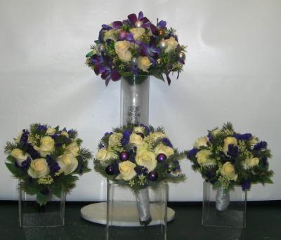 Purple & Ivory Wedding Bouquets