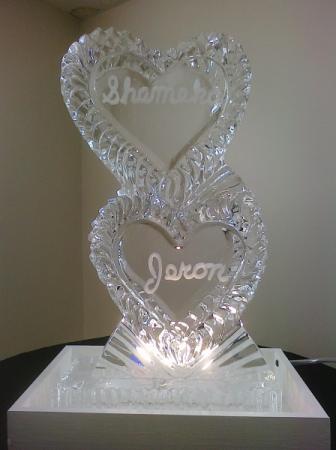 Hearts with Names Ice Sculpture