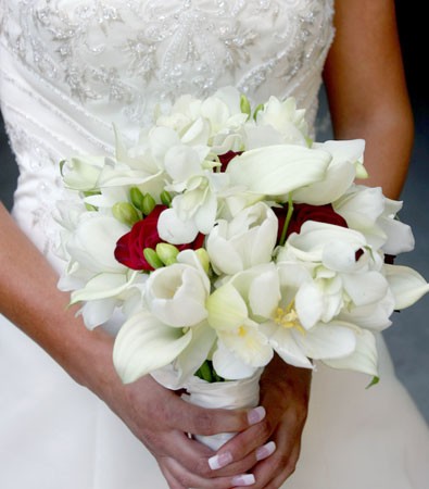 Beautiful White Bouquet With A Touch Of Red