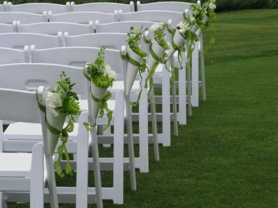 Green & White Pew Cones