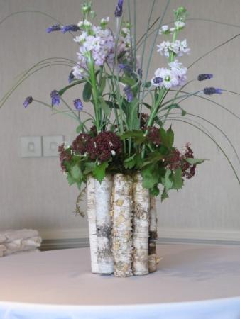 Birch Bark Container With Beautiful Flowers