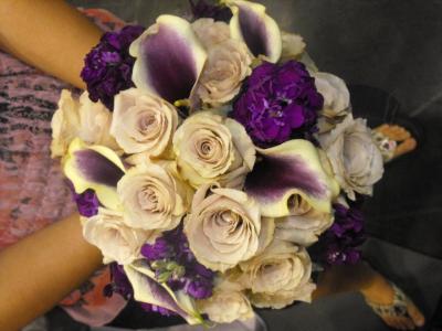 Purple and White Bridal Bouquet