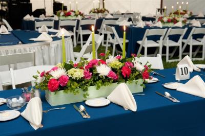 Pink, White & Green Reception Centerpiece