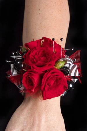 Red & Black Prom Corsage