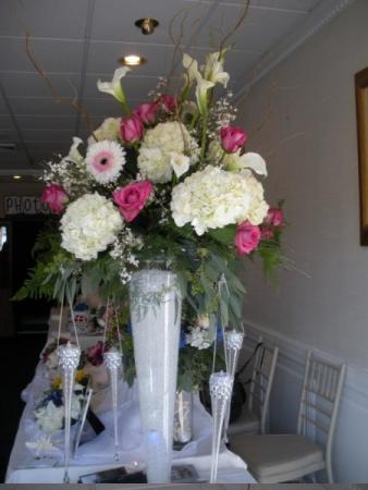 Tall Pink & White Centerpiece