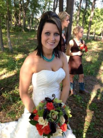 Purple, Coral & Green Bridal Bouquet