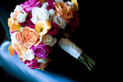 Orange, Pink and White Bridal Bouquet