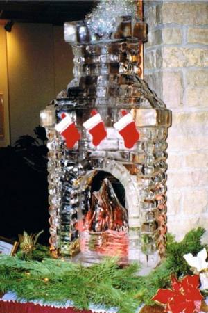 Fireplace with Stockings Ice Sculpture-Carving
