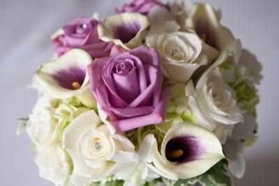 White & Lavender Wedding Bouquet